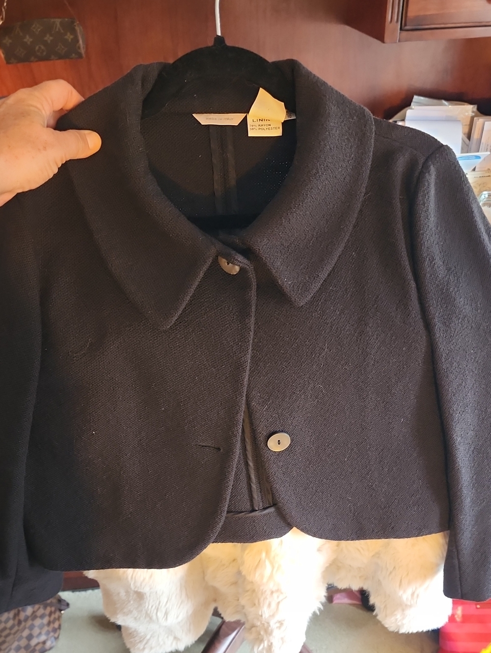 Barneys New York Black Cropped Pea Coat